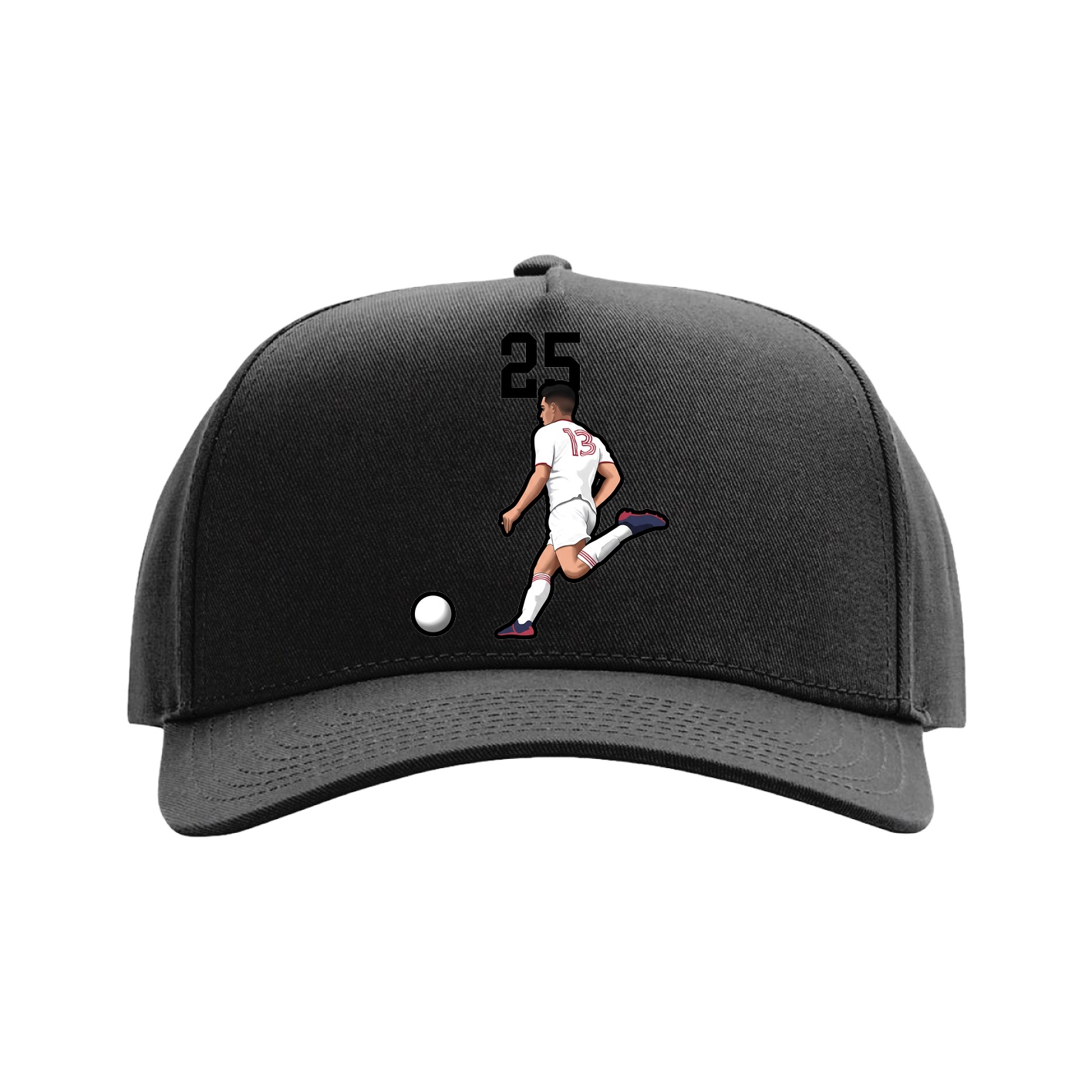 Full Fabric Five-Panel Champ Cap — Number Top in Black