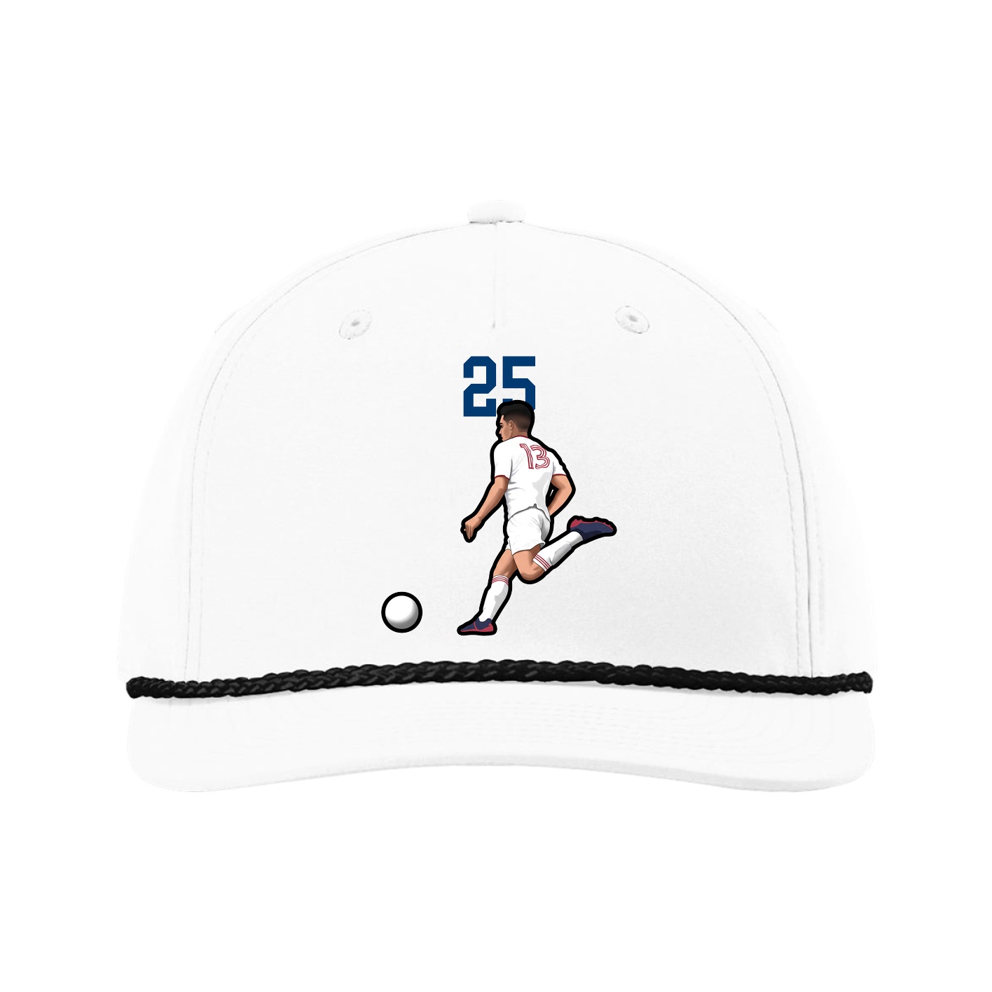 Five-Panel Classic Rope Cap — Number Top in White