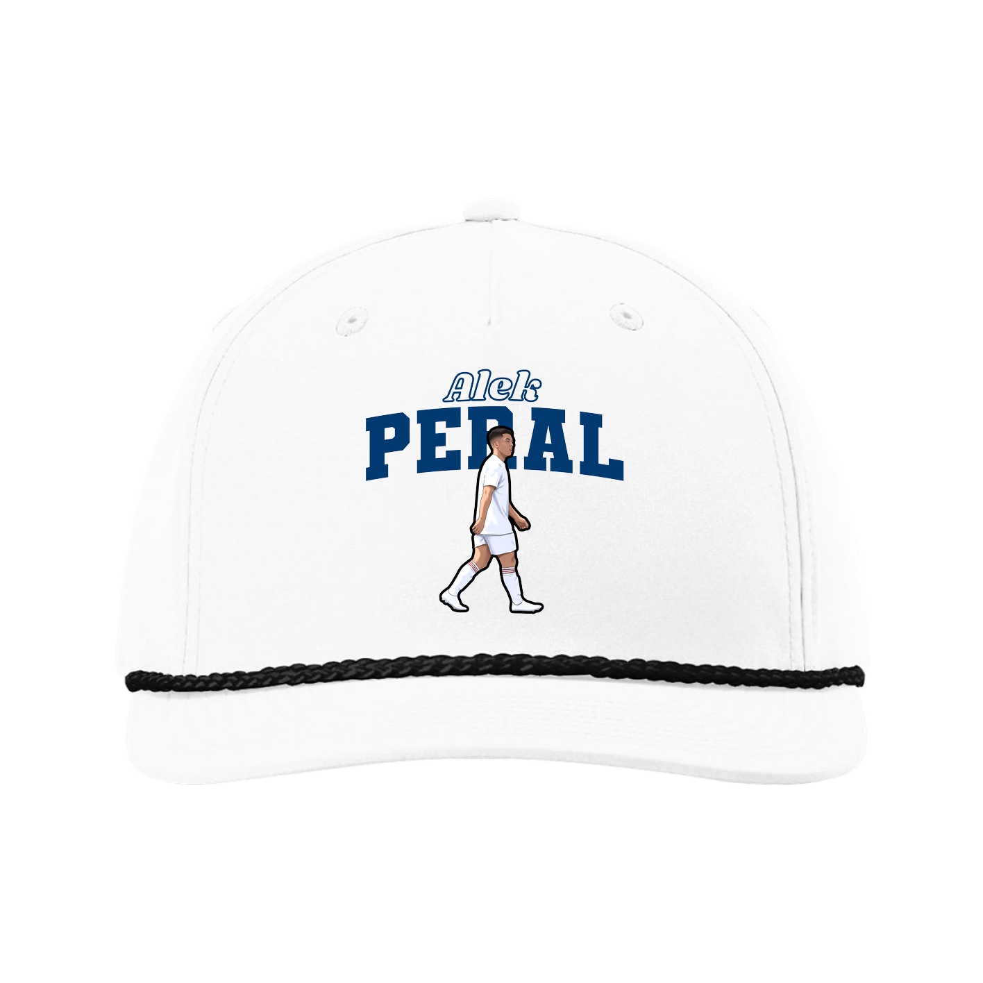 Five-Panel Classic Rope Cap — Name Arch in White
