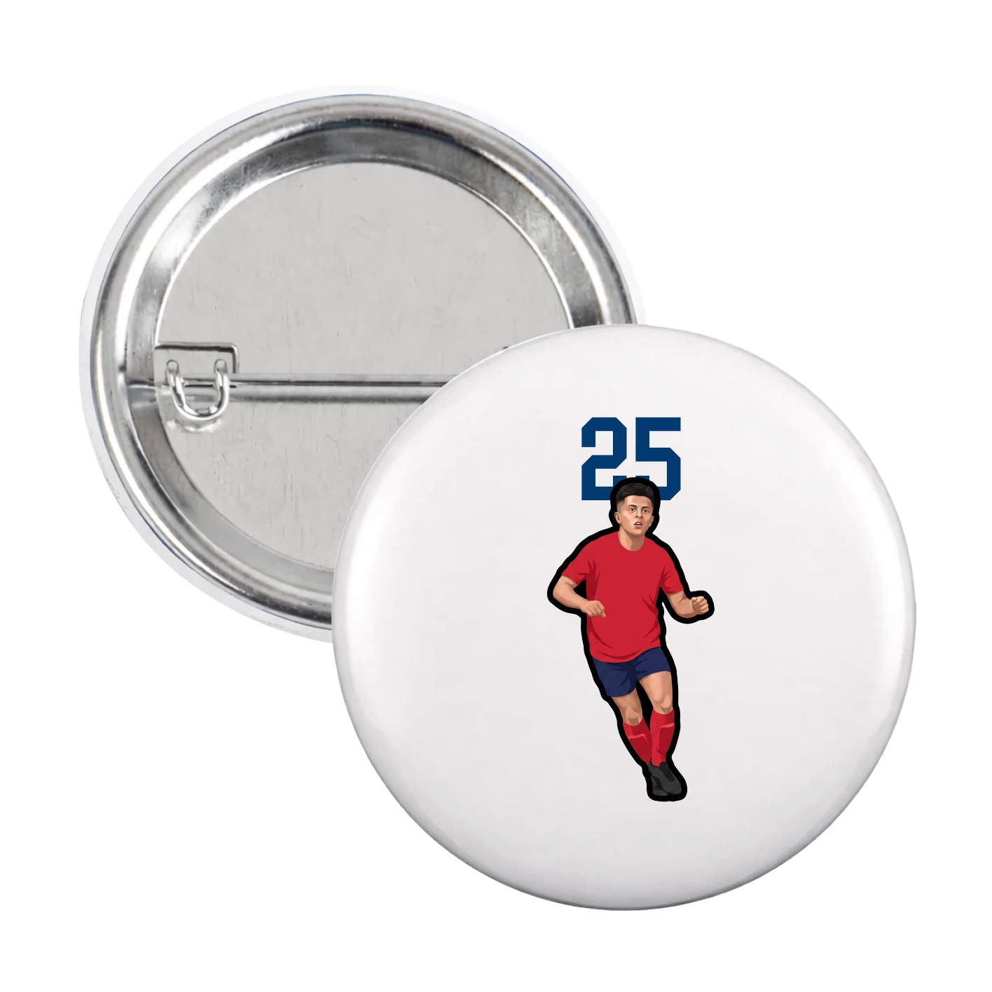 Game Day Button — Number Top in White