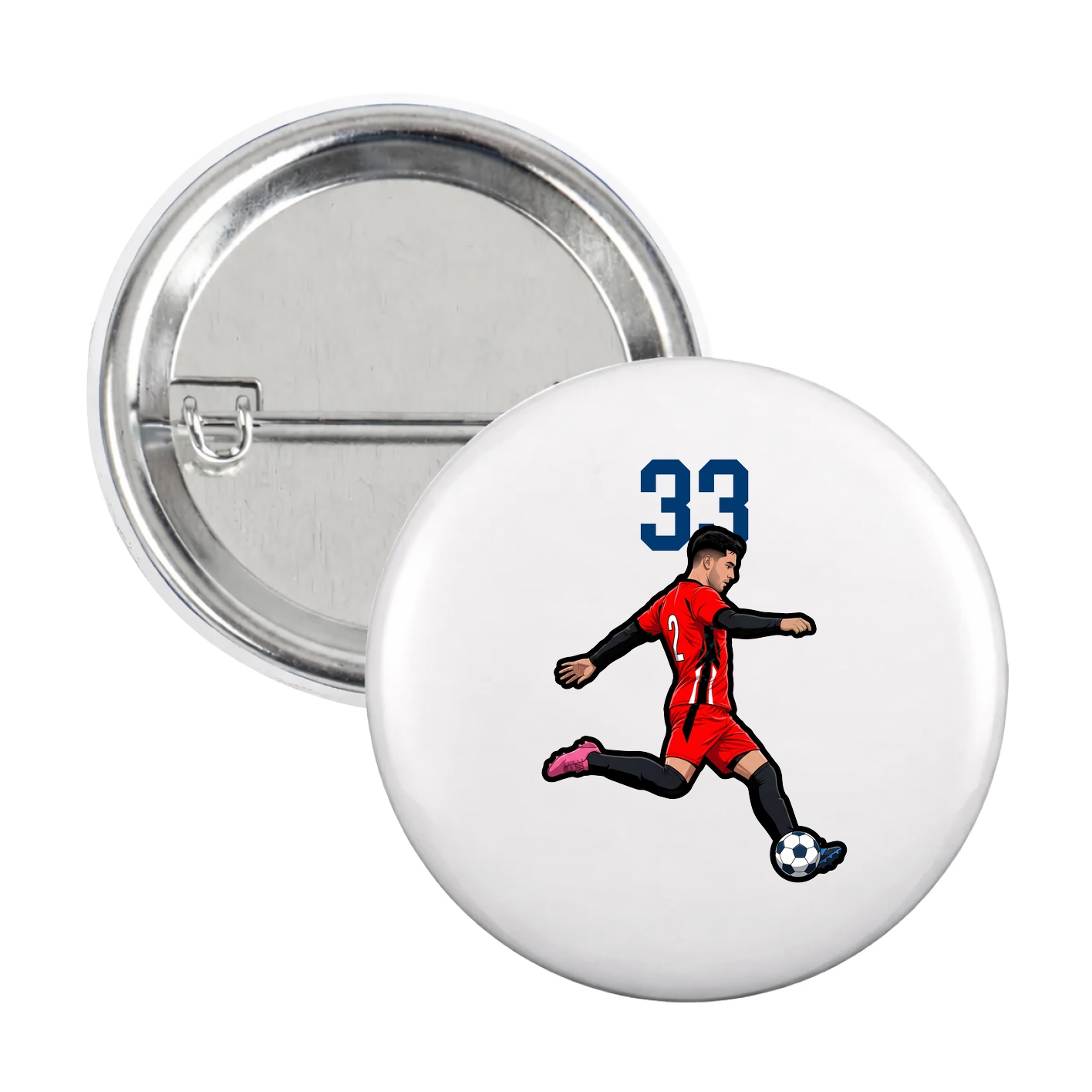 Game Day Button — Number Top in White