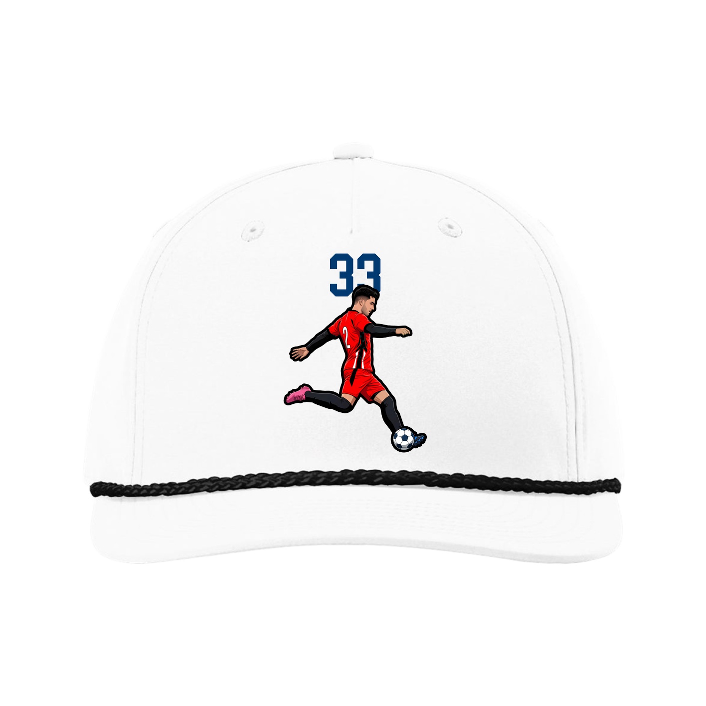 Five-Panel Classic Rope Cap — Number Top in White