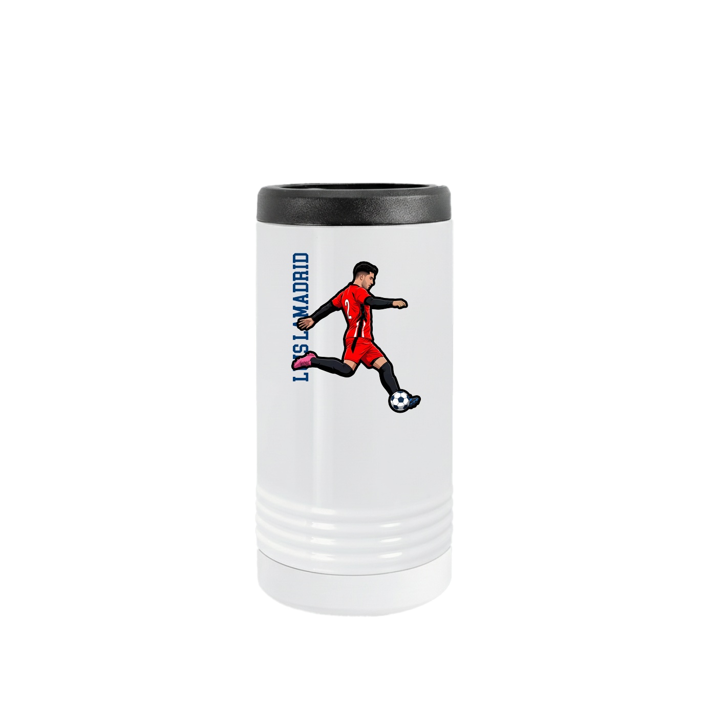 Slim Beverage Holder — Name Vertical in White