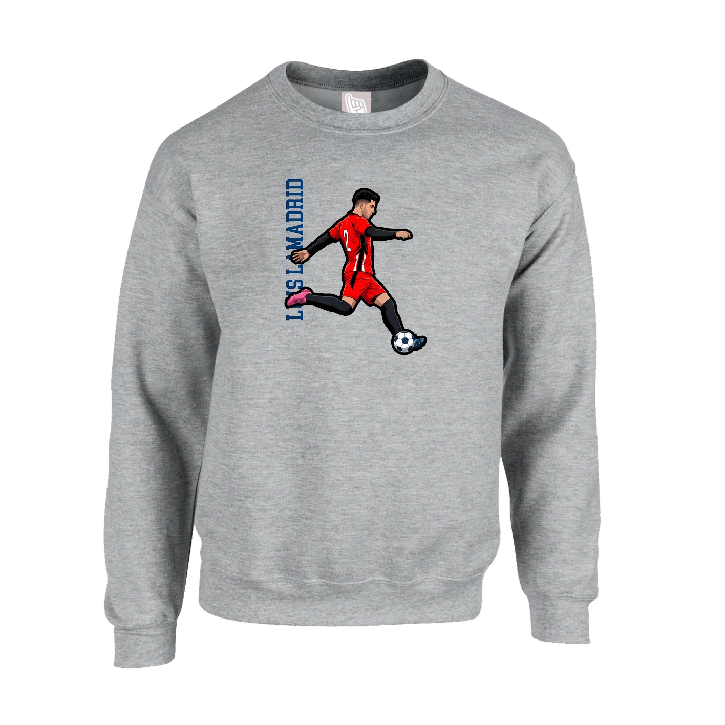 Fleece Crew — Name Vertical in Grey