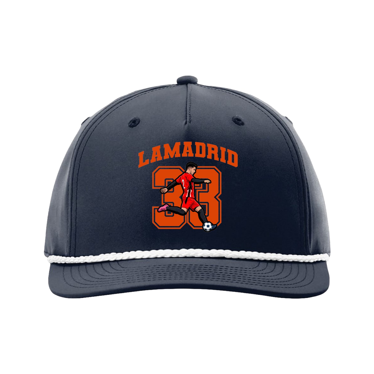 Five-Panel Classic Rope Cap — Number in Navy