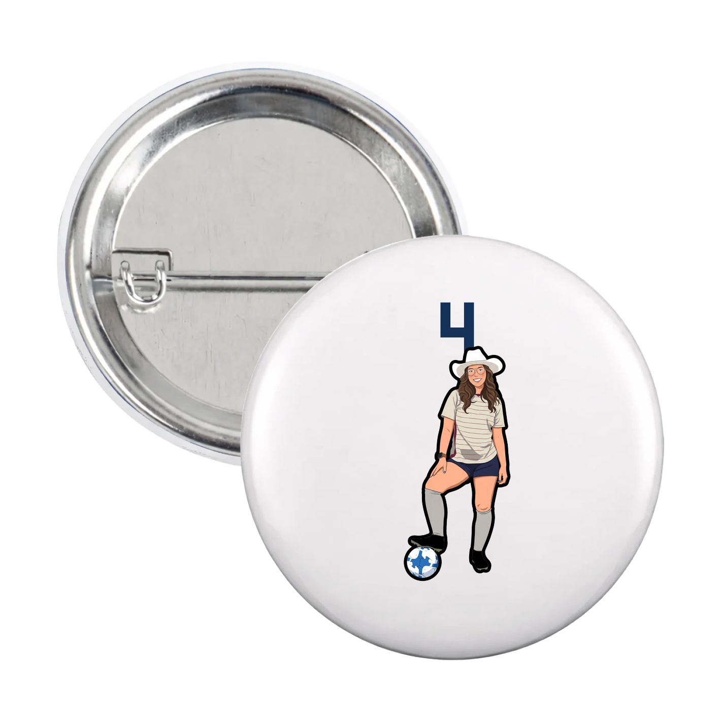 Game Day Button — Number Top in White