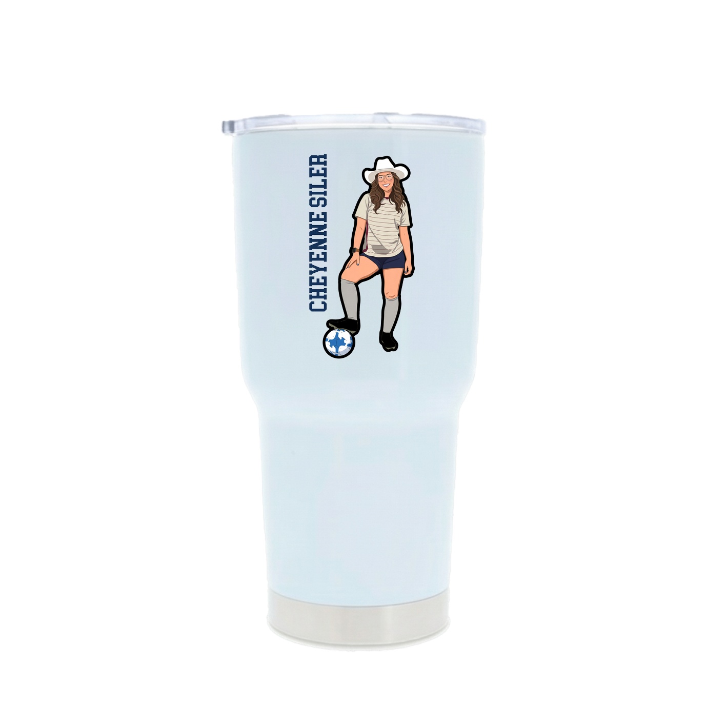 30oz Stainless Steel Tumbler — Name Vertical in White