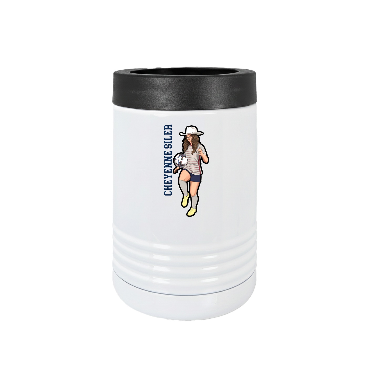 Beverage Holder — Name Vertical in White