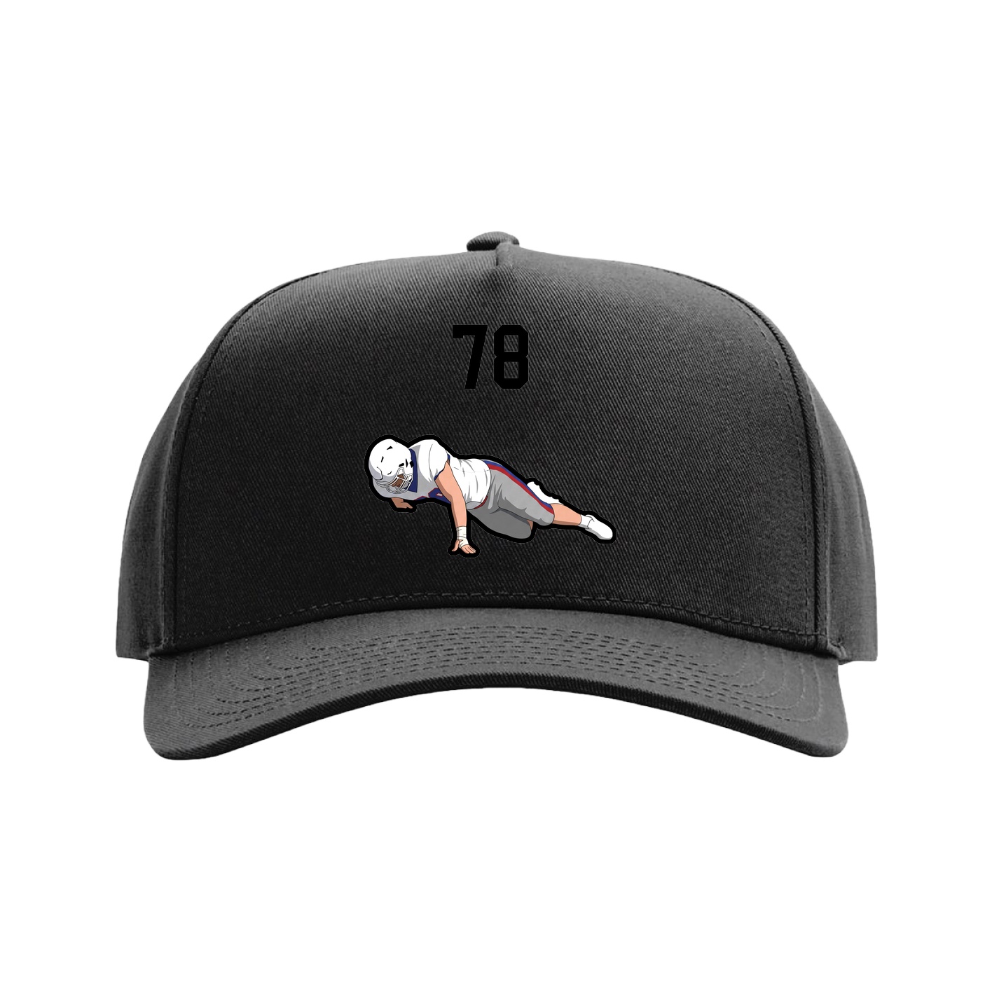 Full Fabric Five-Panel Champ Cap — Number Top in Black