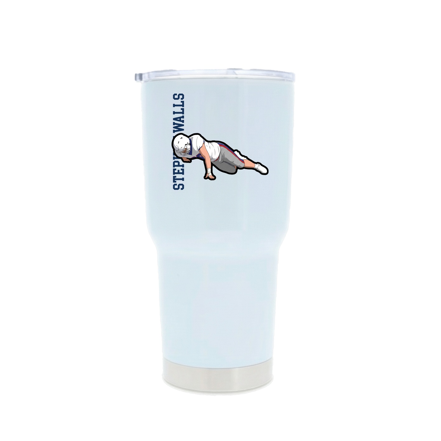 30oz Stainless Steel Tumbler — Name Vertical in White