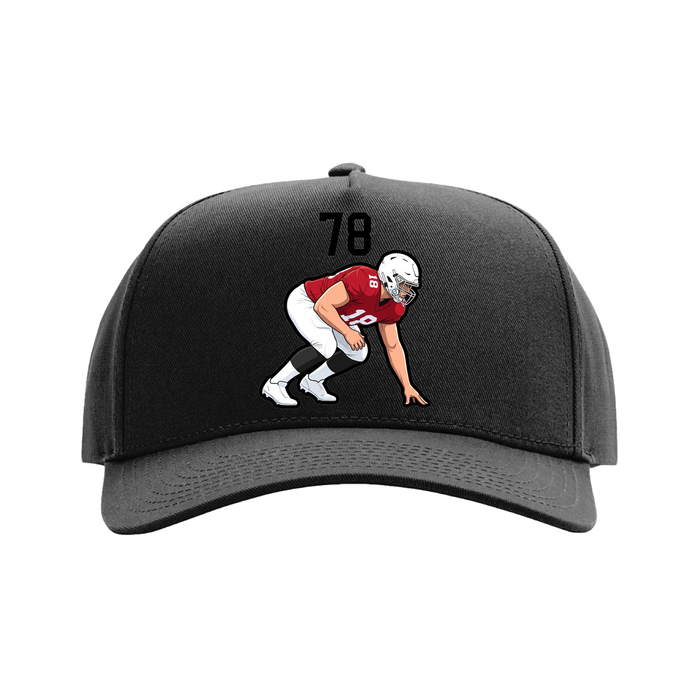 Full Fabric Five-Panel Champ Cap — Number Top in Black