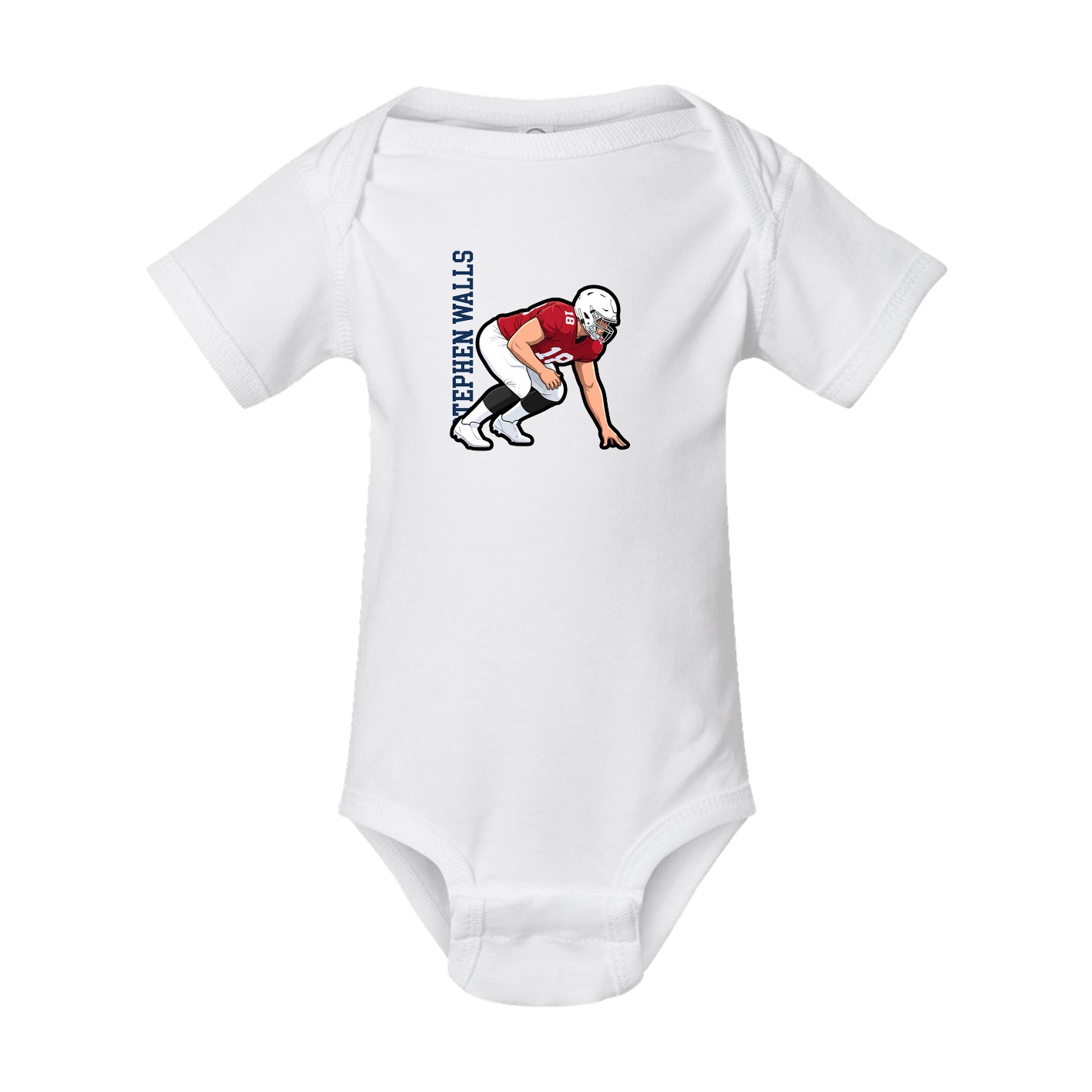 Baby Onesie — Name Vertical in White