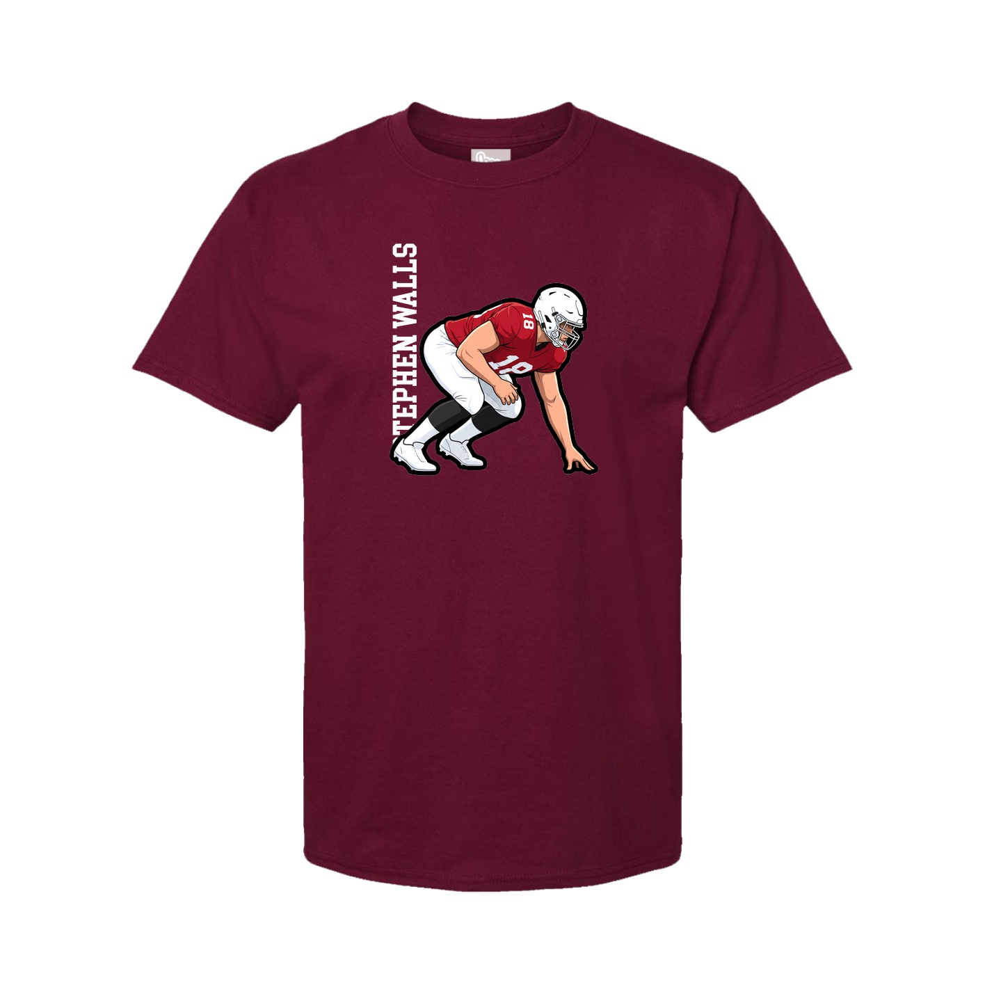 Youth Tee — Name Vertical in Cardinal