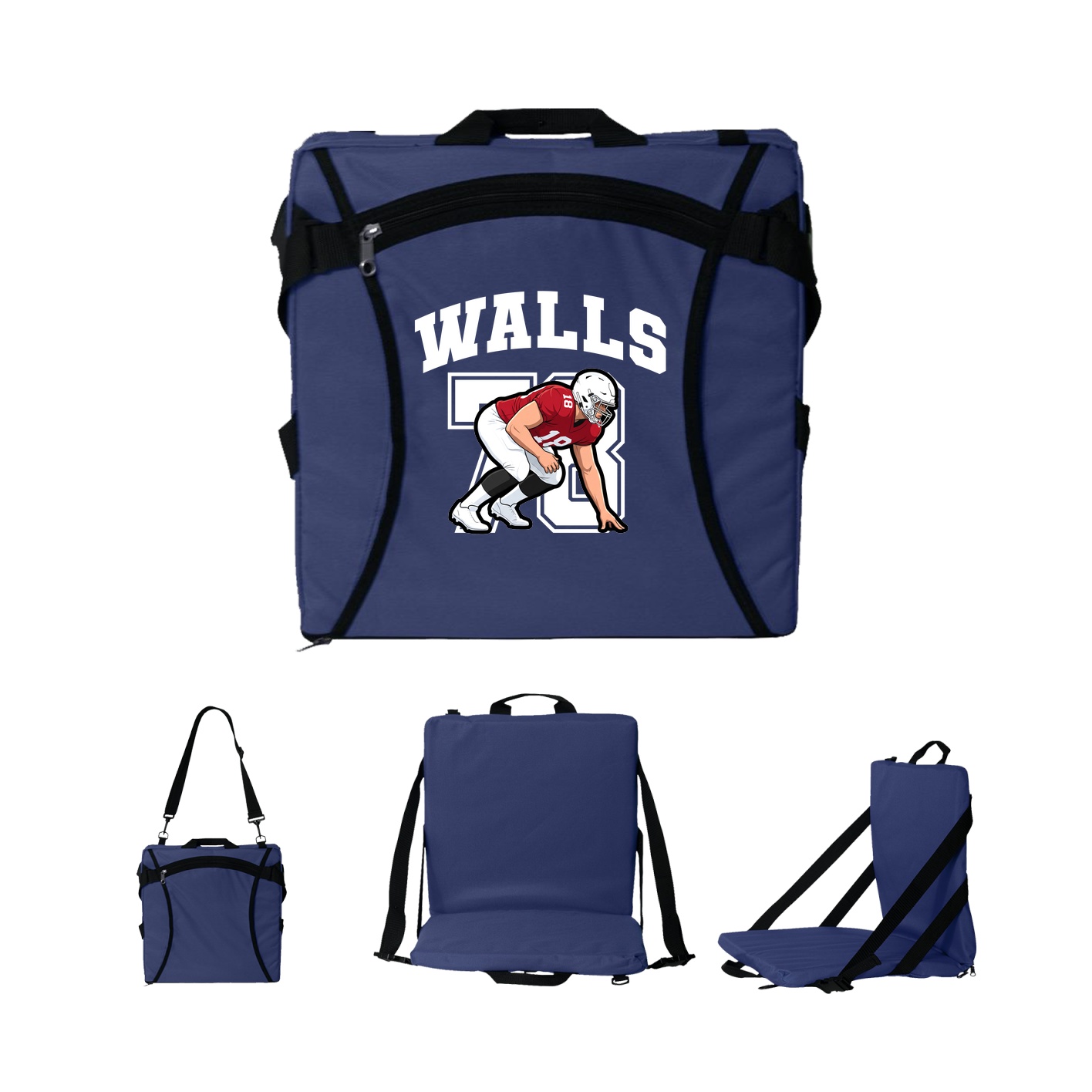 Folding Stadium Seat — Number in Navy