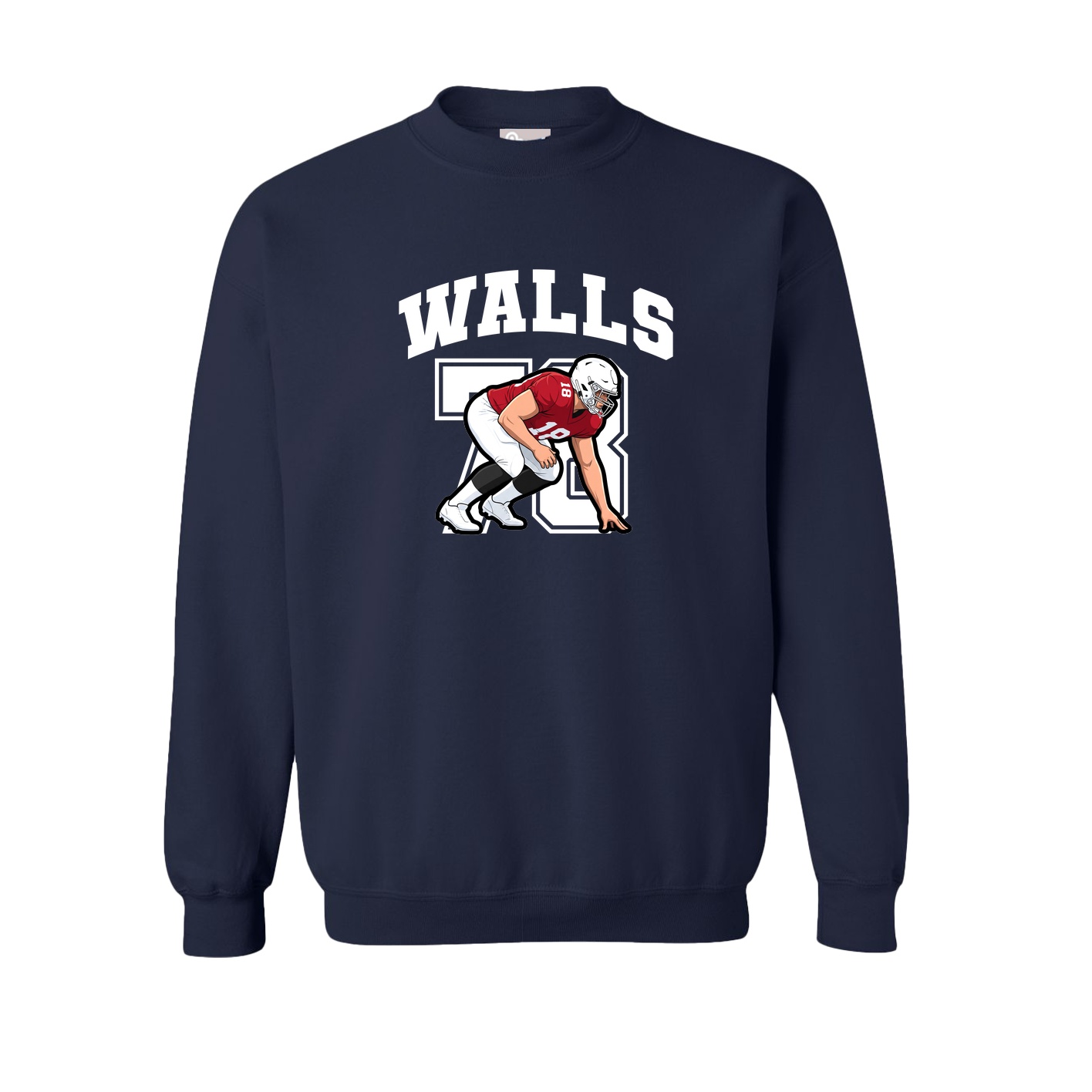 Fleece Crew — Number in Navy
