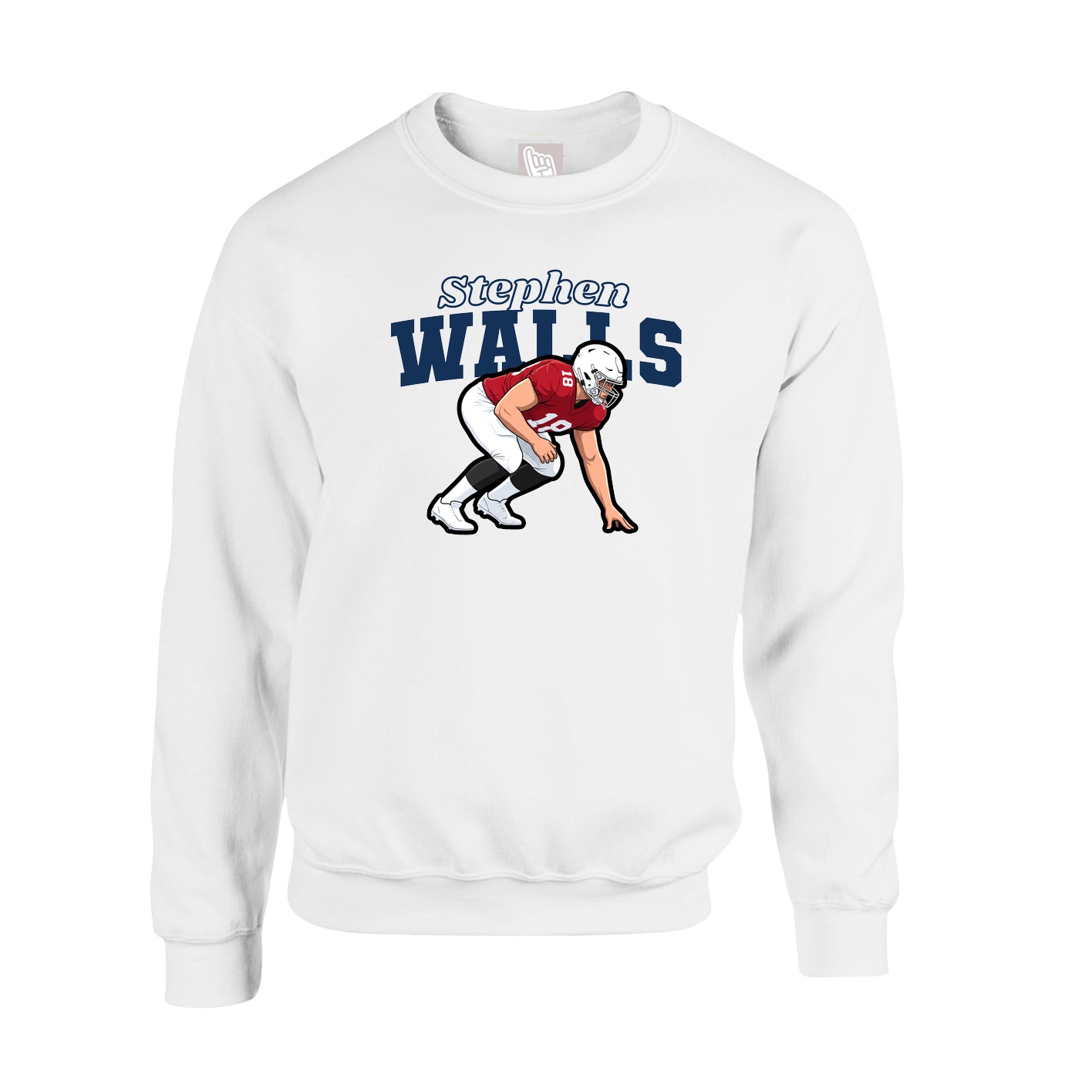 Fleece Crew — Name Arch in White