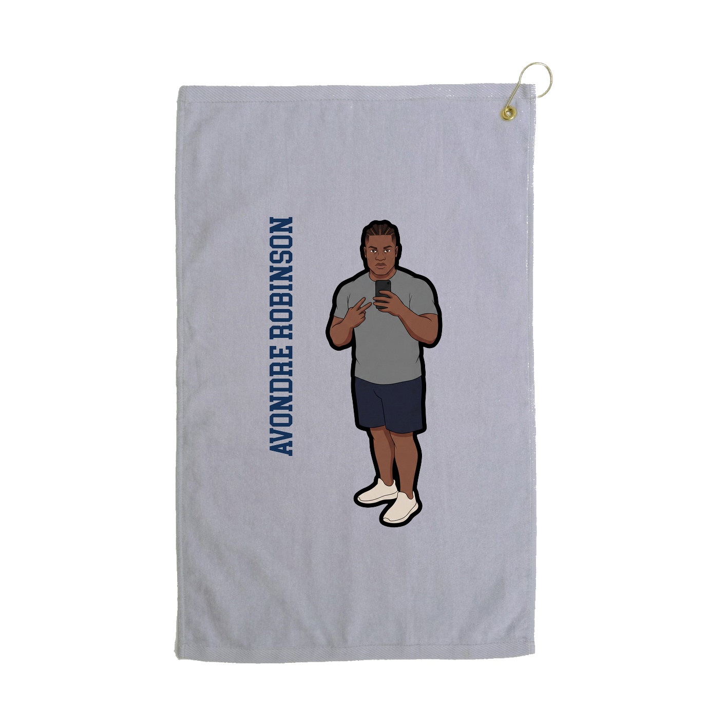 Golf Towel — Name Vertical in Grey