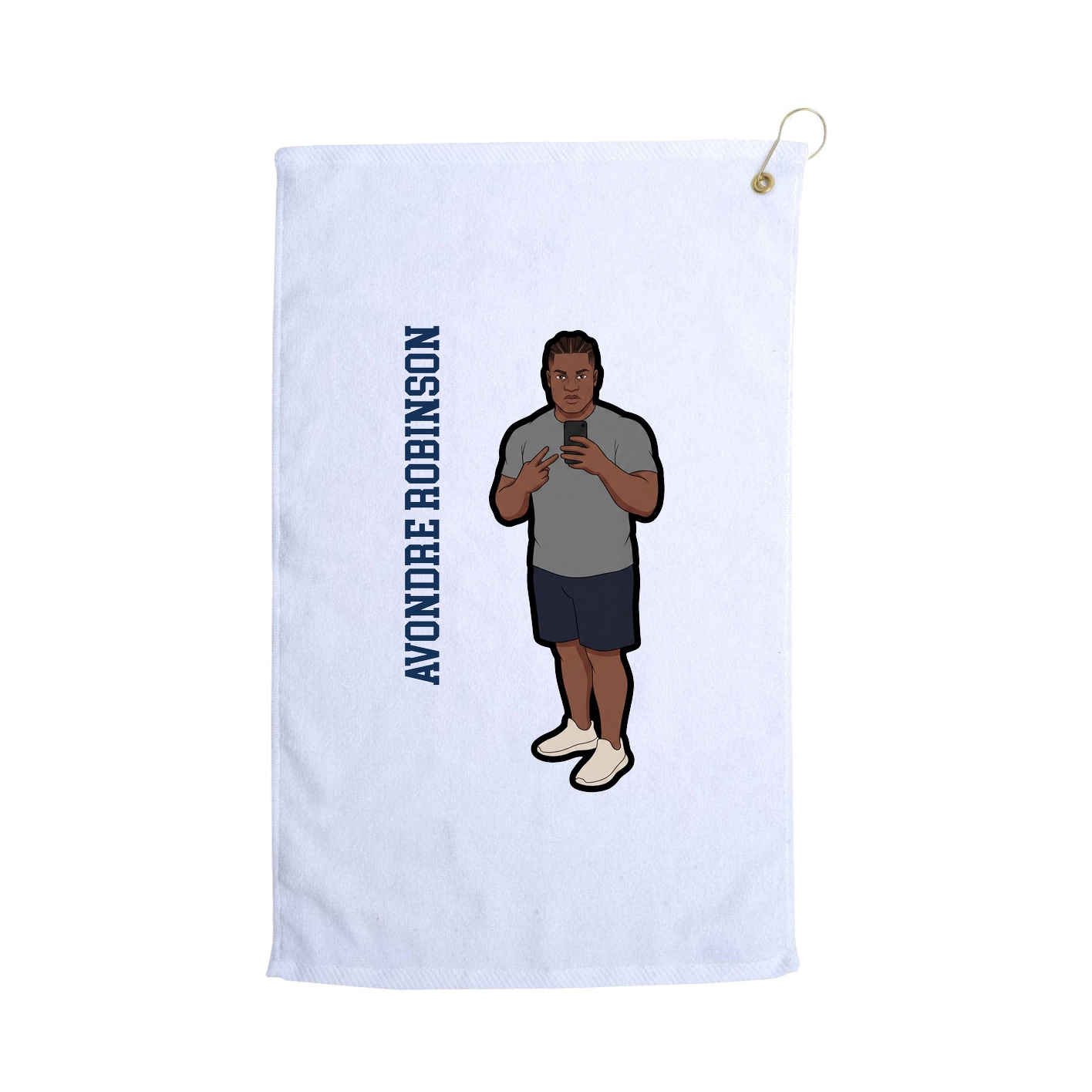 Golf Towel — Name Vertical in White