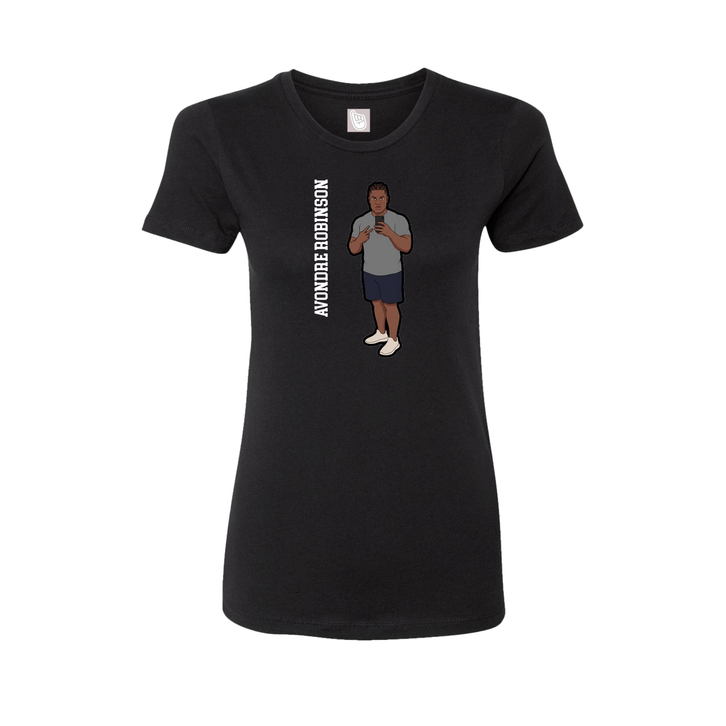 Fitted Women's Tee — Name Vertical in Black