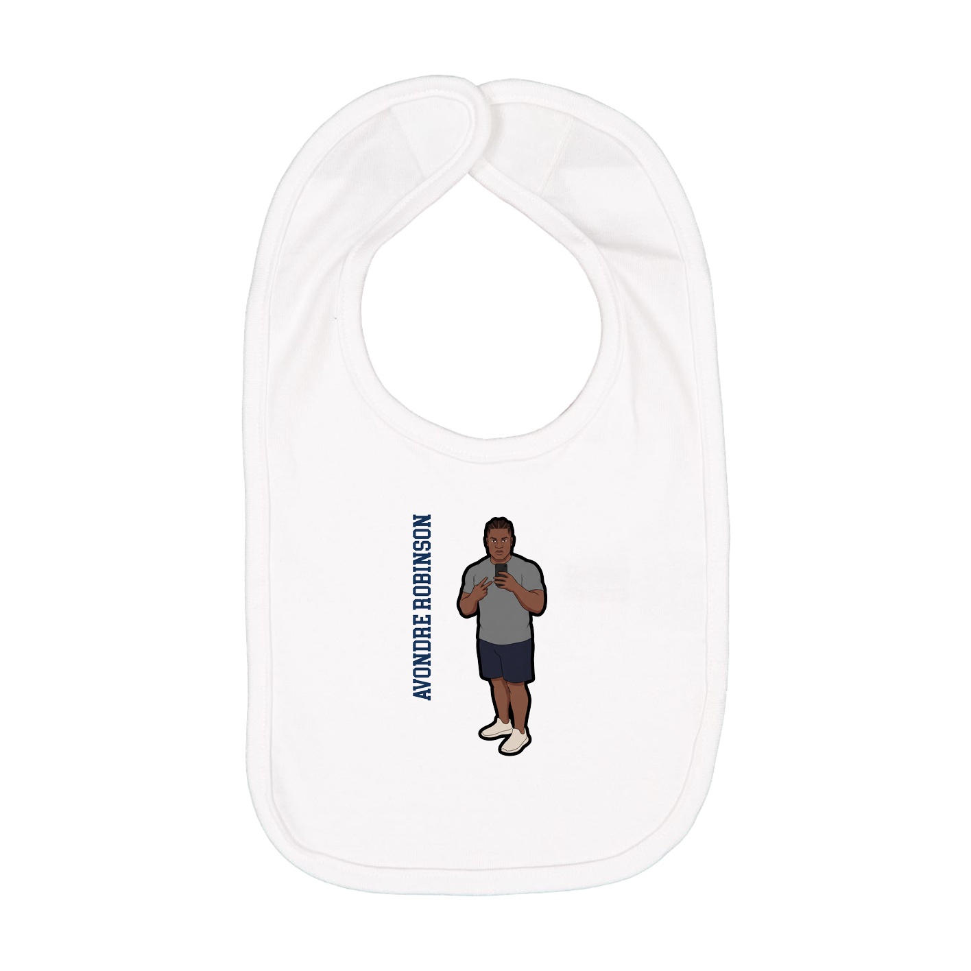 Infant Bib — Name Vertical in White