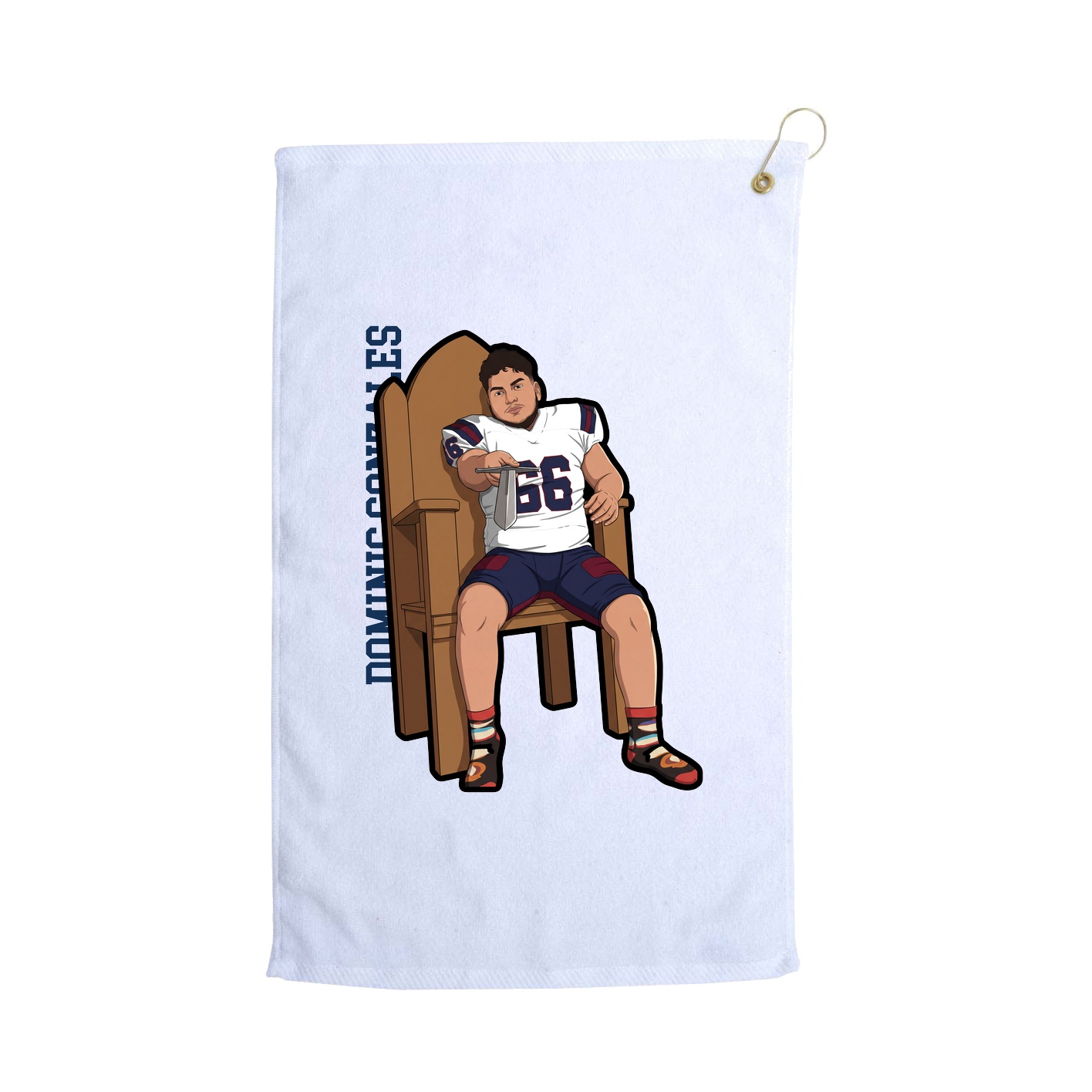 Golf Towel — Name Vertical in White