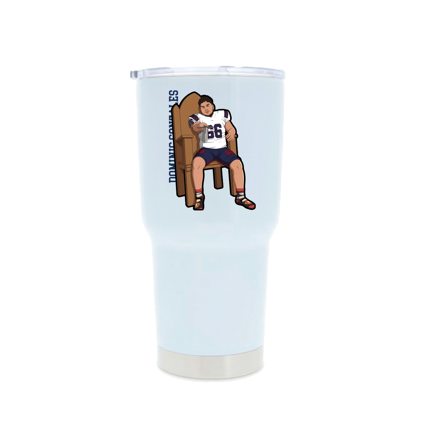 30oz Stainless Steel Tumbler — Name Vertical in White