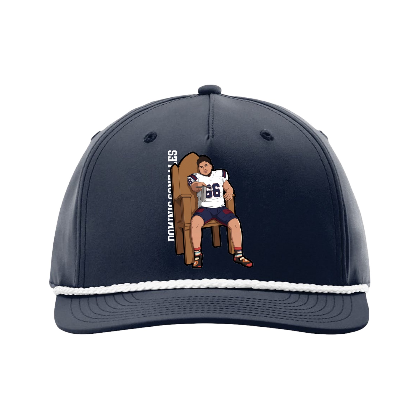 Five-Panel Classic Rope Cap — Name Vertical in Navy