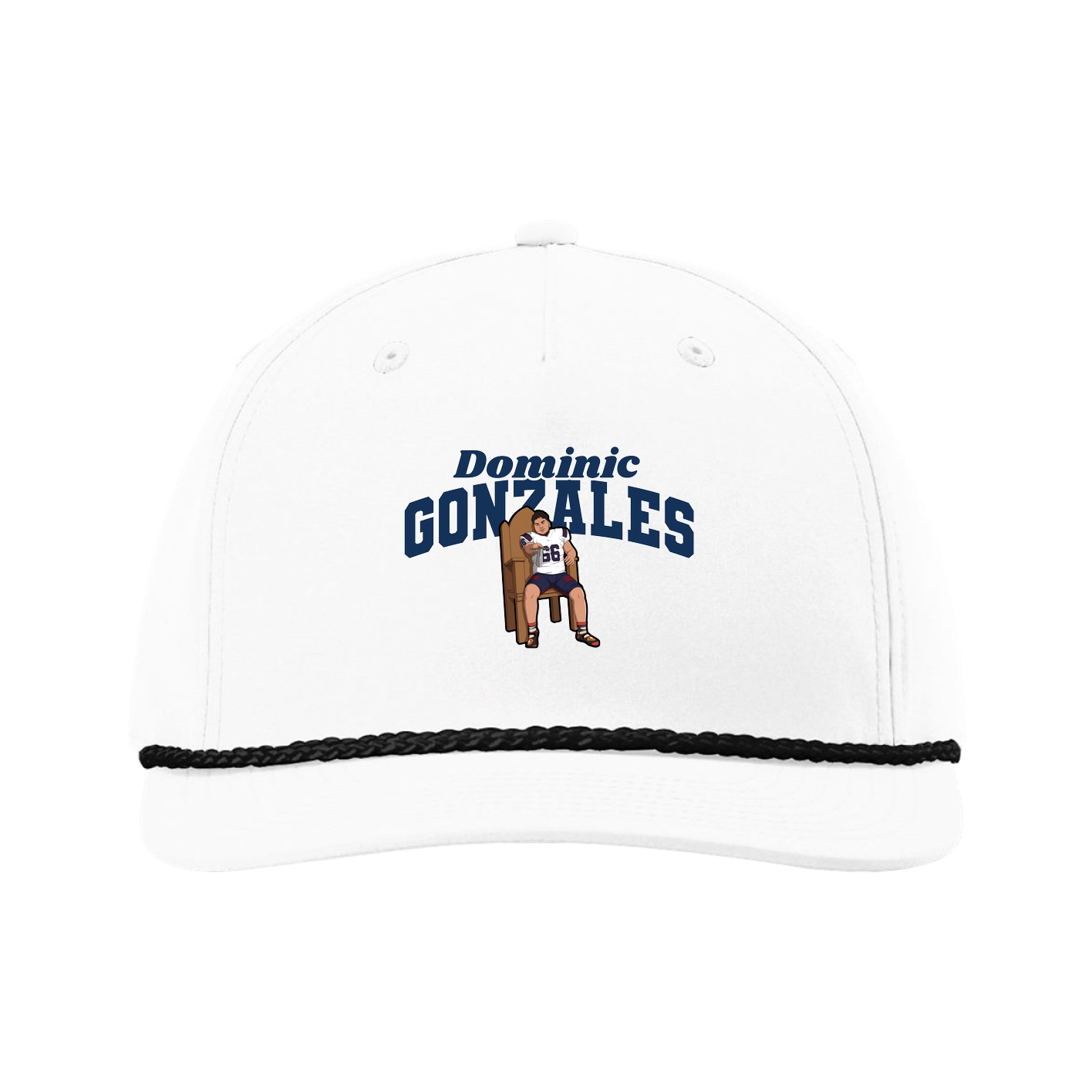 Five-Panel Classic Rope Cap — Signature Arch in White