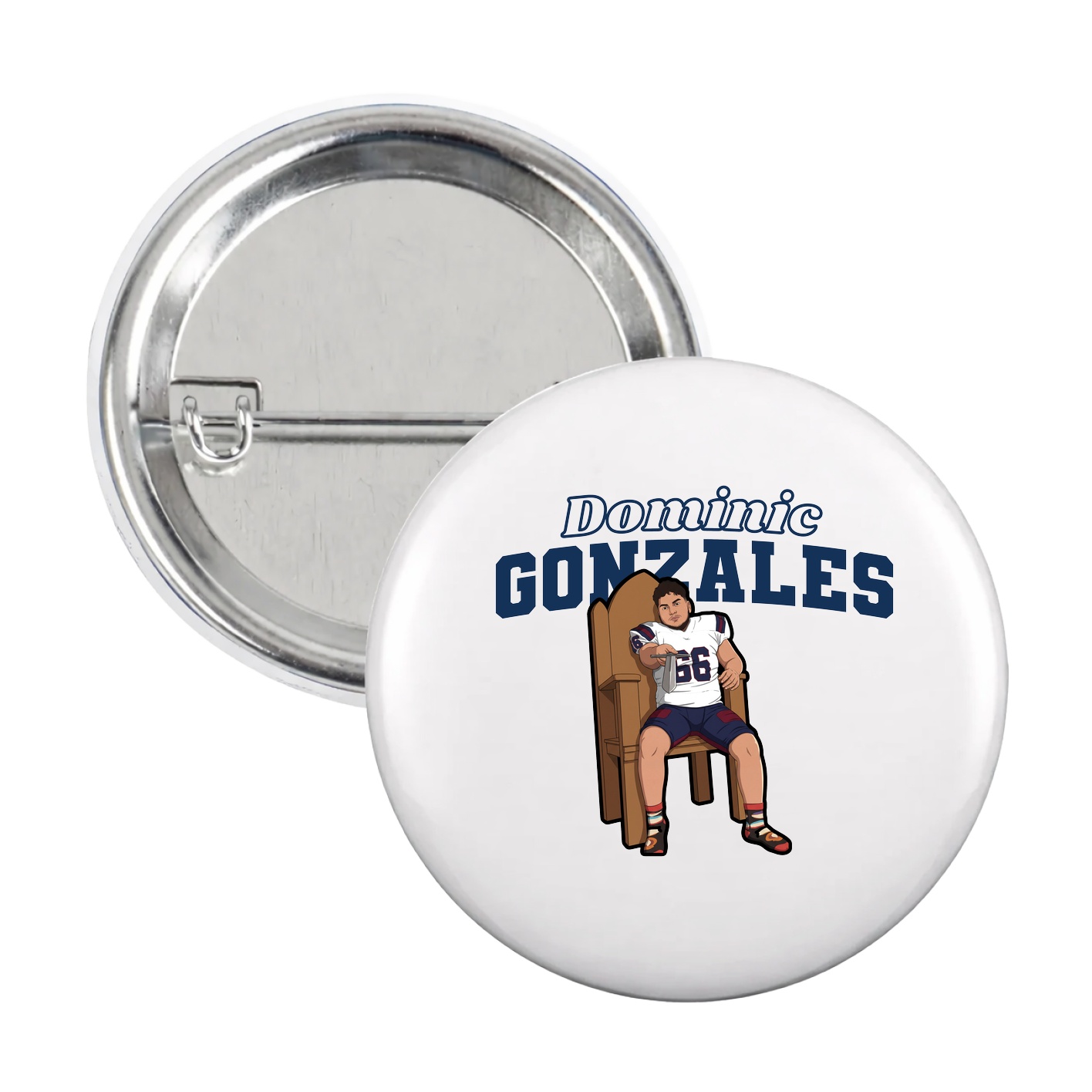 Game Day Button — Name Arch in White
