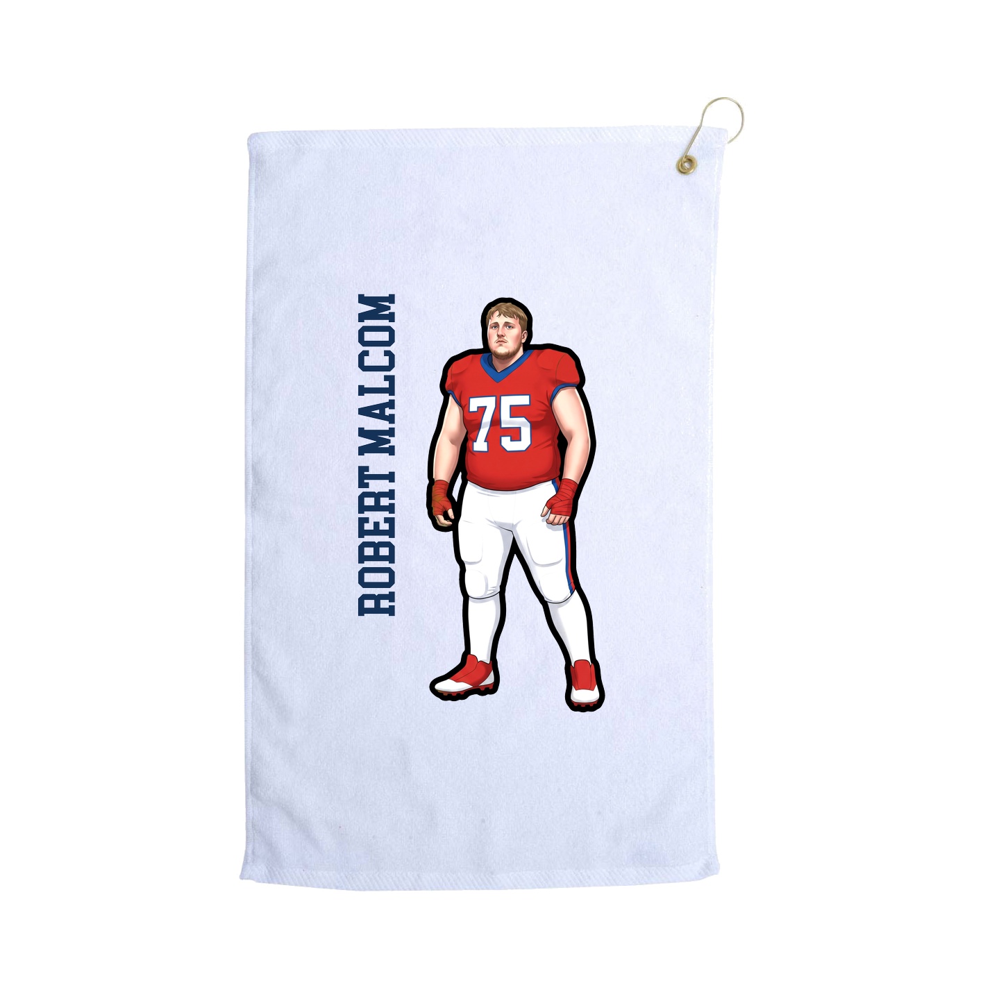 Golf Towel — Name Vertical in White