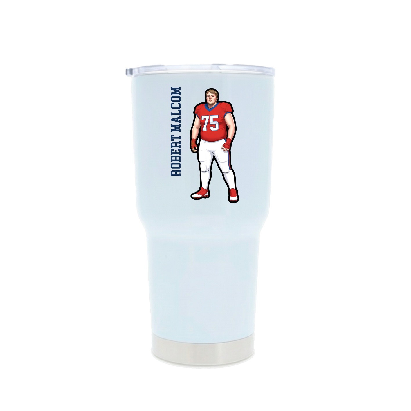 30oz Stainless Steel Tumbler — Name Vertical in White