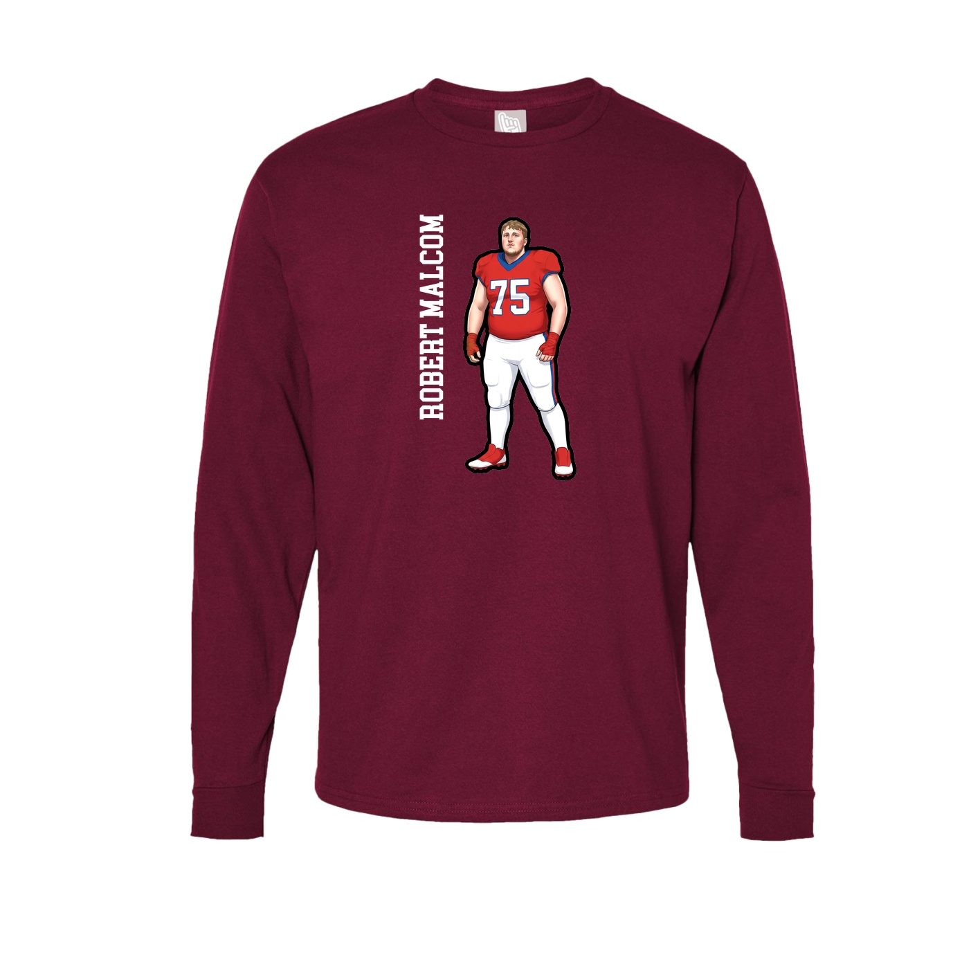 Long Sleeve Tee — Name Vertical in Cardinal