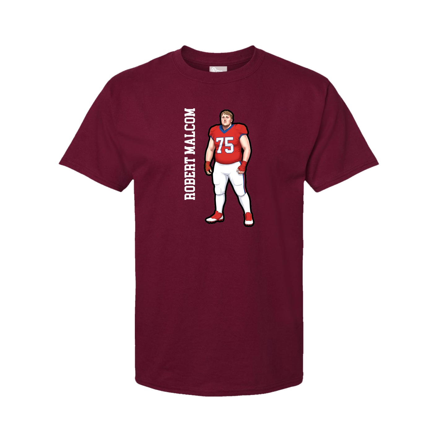 Youth Tee — Name Vertical in Cardinal
