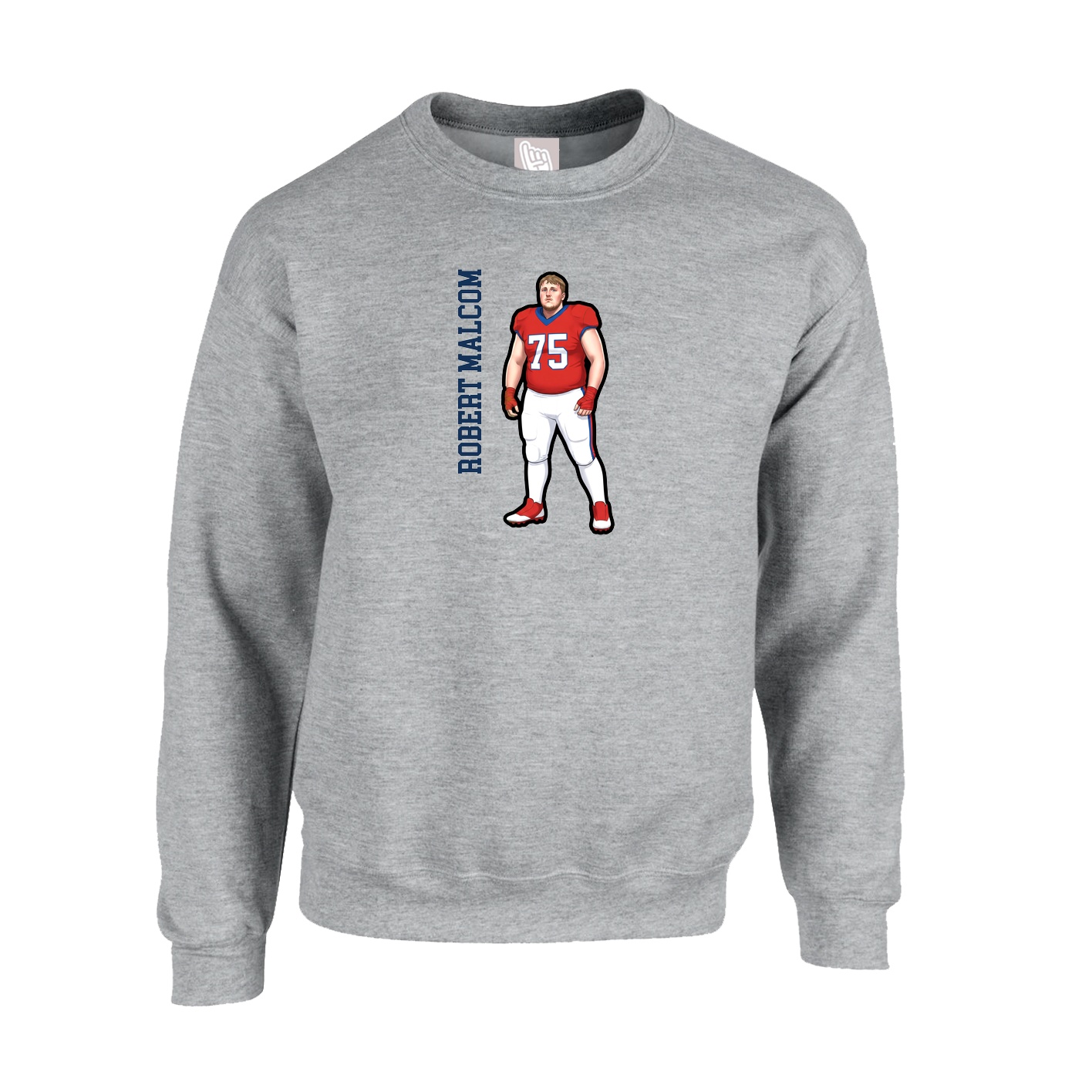 Fleece Crew — Name Vertical in Grey