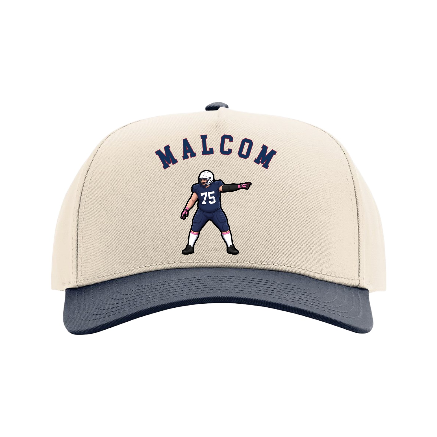 Full Fabric Five-Panel Champ Cap — Shirsey Arch in Cream/Navy