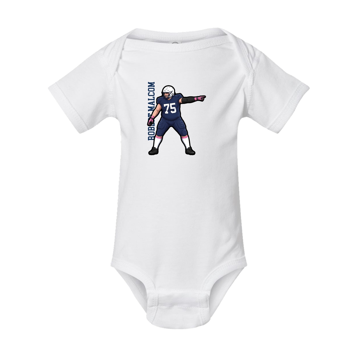 Baby Onesie — Name Vertical in White