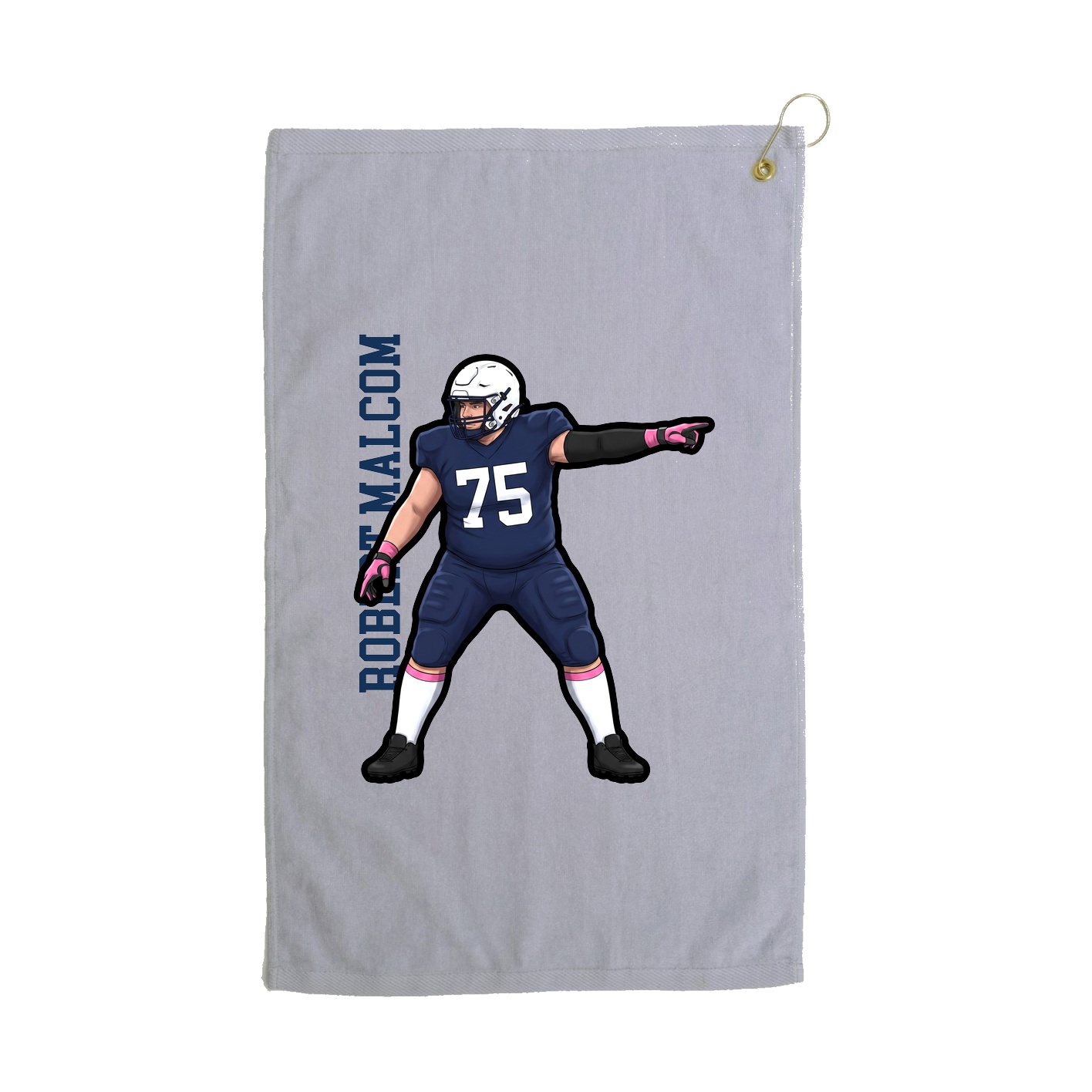 Golf Towel — Name Vertical in Grey