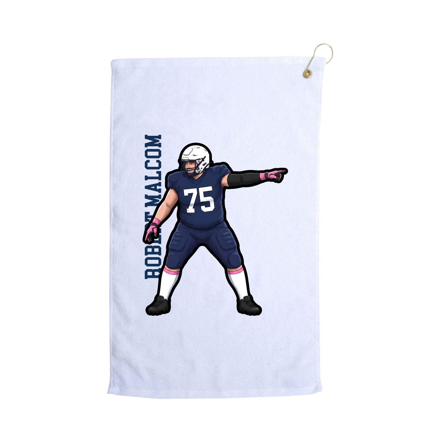 Golf Towel — Name Vertical in White