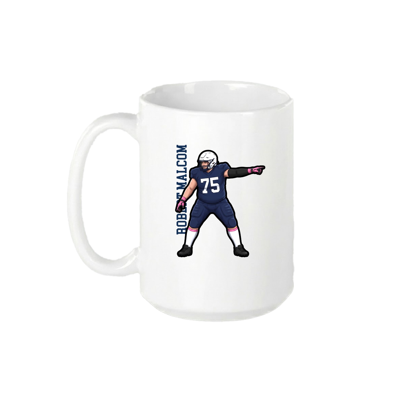 15oz Coffee Mug — Name Vertical in White