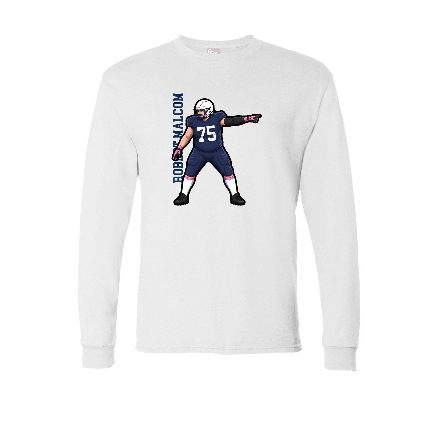 Long Sleeve Tee — Name Vertical in White