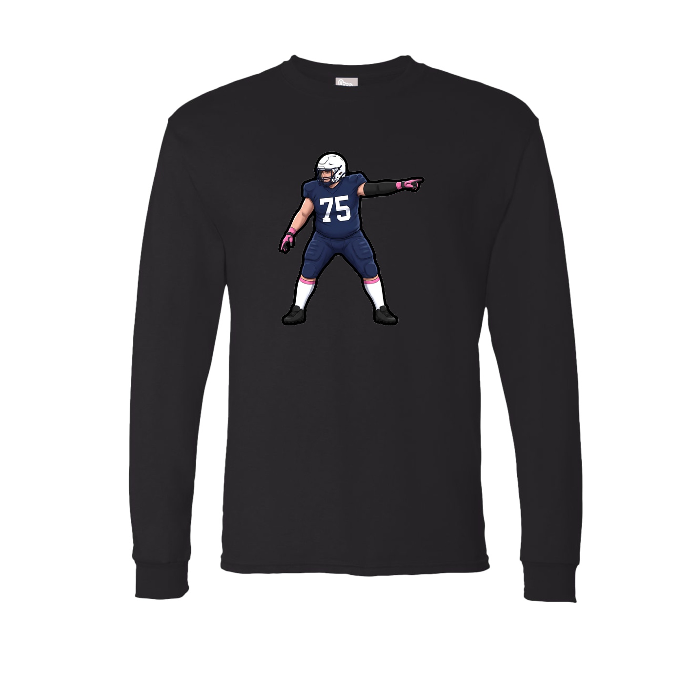 Long Sleeve Tee — Name Vertical in Black
