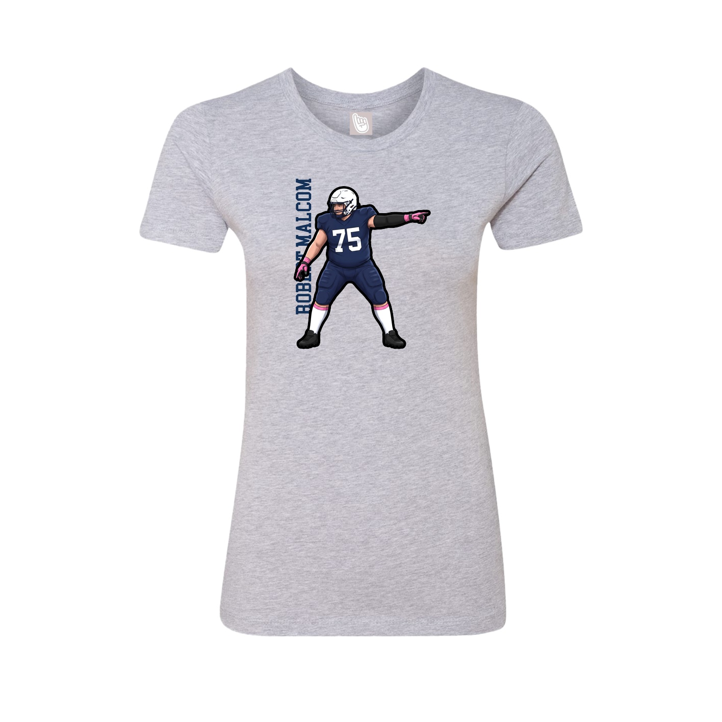 Fitted Women's Tee — Name Vertical in Grey