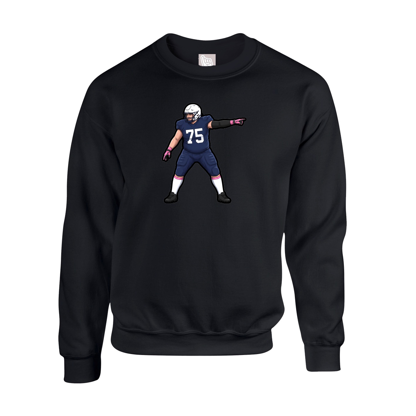 Fleece Crew — Name Vertical in Black