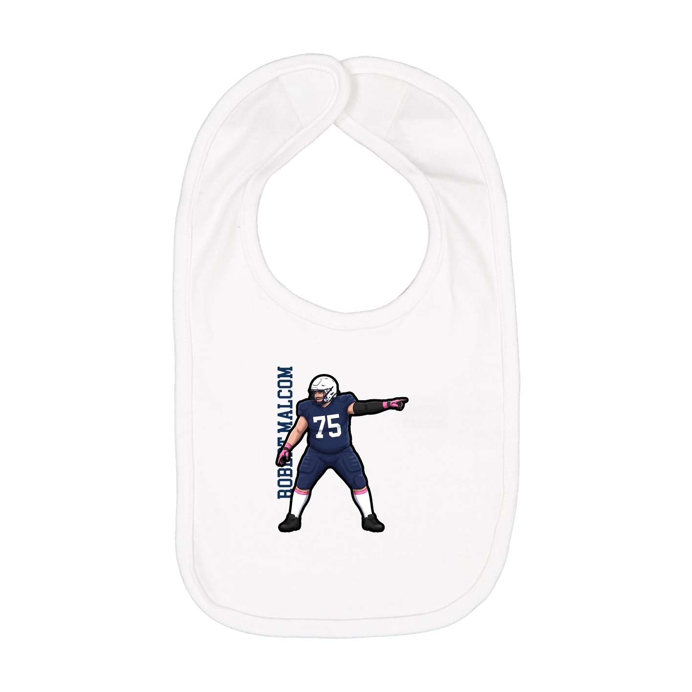 Infant Bib — Name Vertical in White