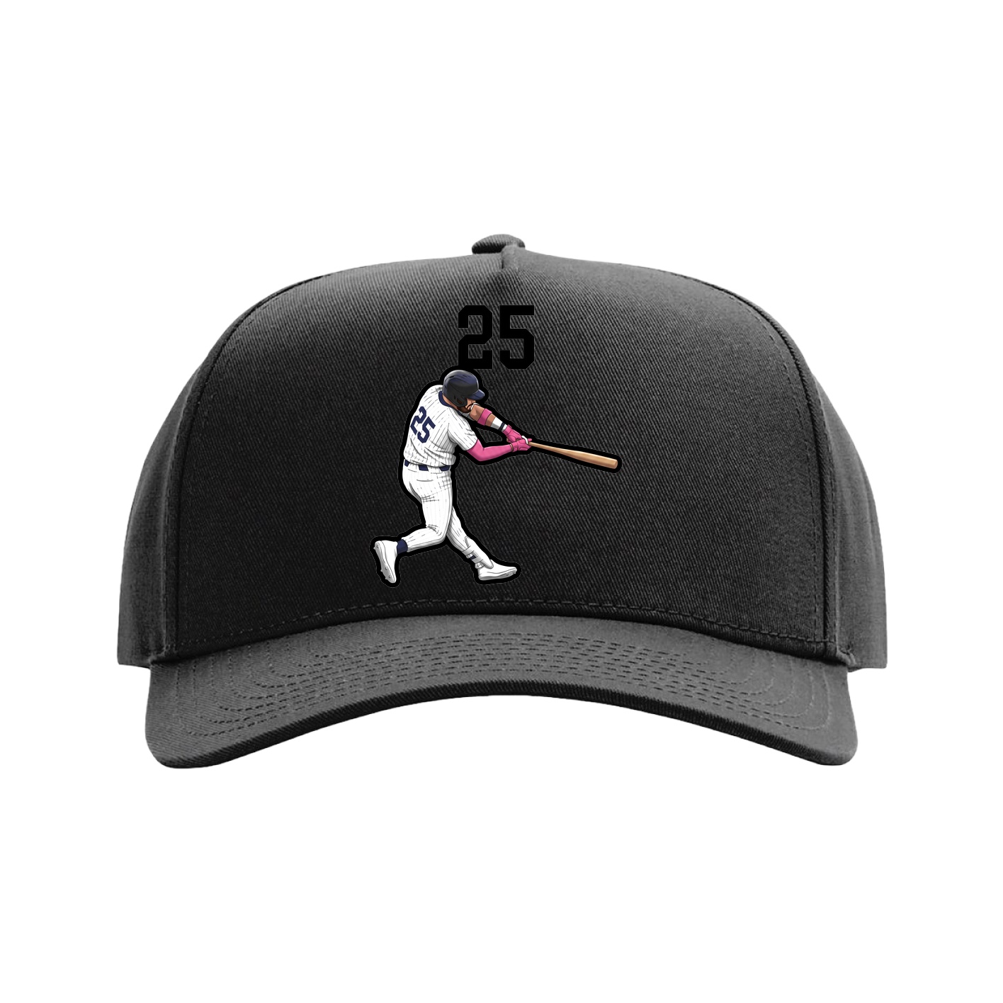Full Fabric Five-Panel Champ Cap — Number Top in Black