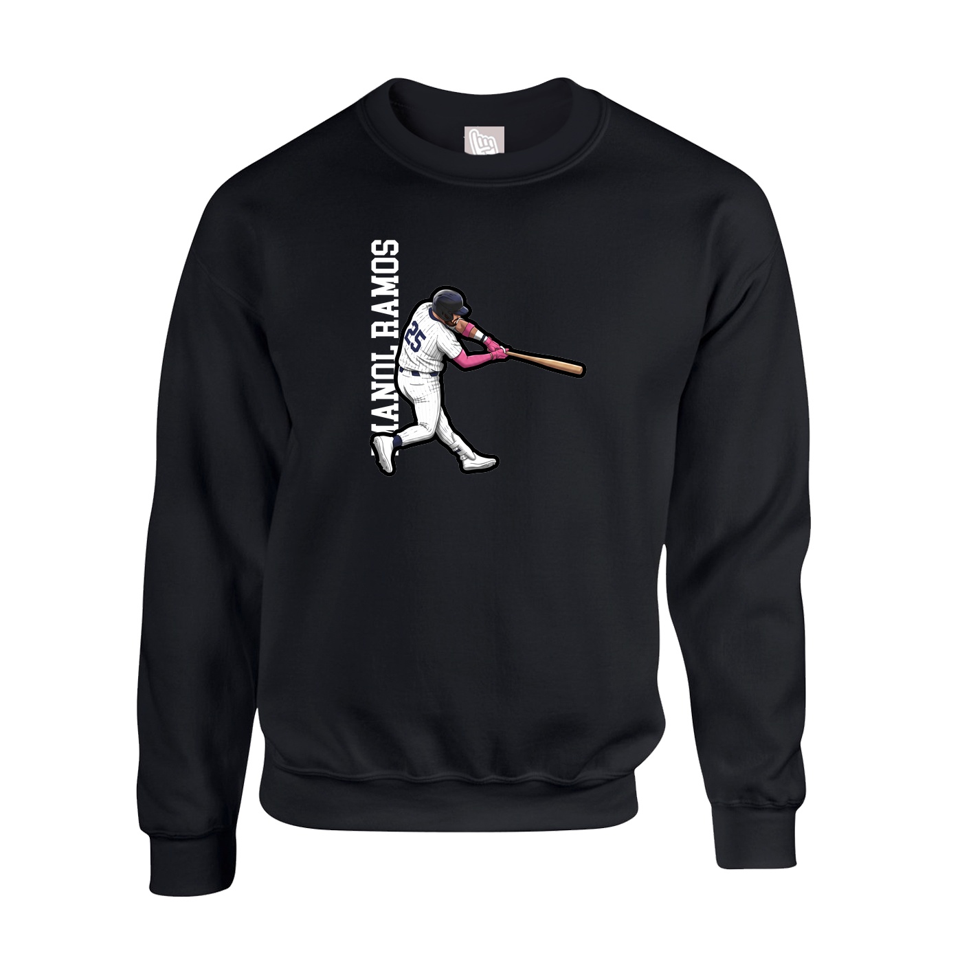Fleece Crew — Name Vertical in Black
