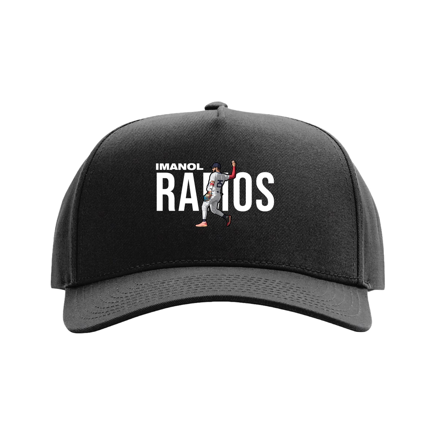 Full Fabric Five-Panel Champ Cap — Player Name in Black