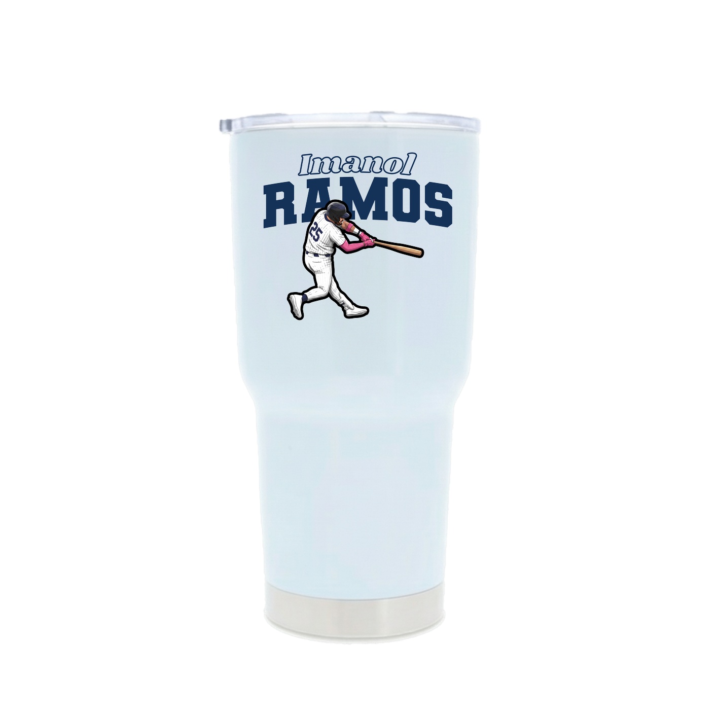 30oz Stainless Steel Tumbler — Name Arch in White