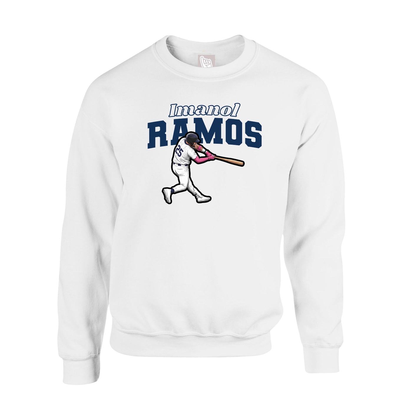 Fleece Crew — Name Arch in White
