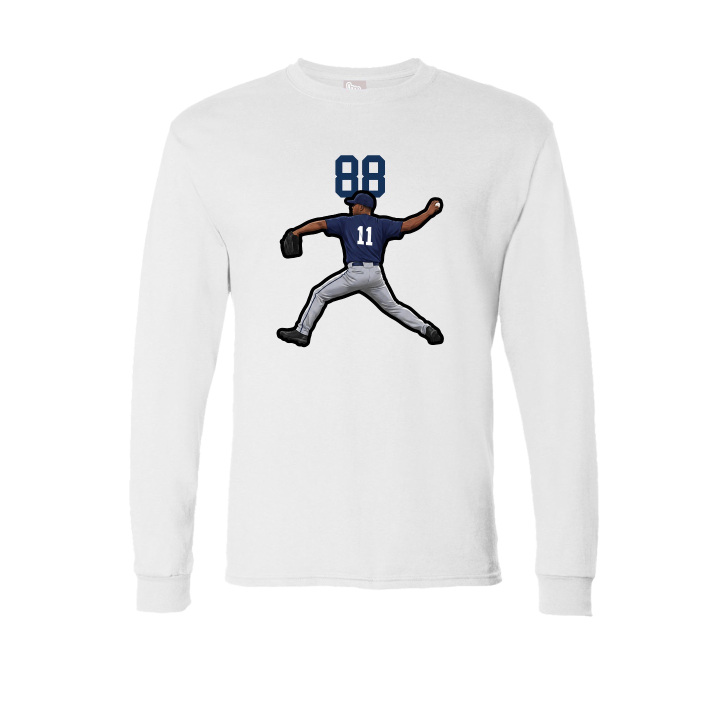 Long Sleeve Tee — Number Top in White
